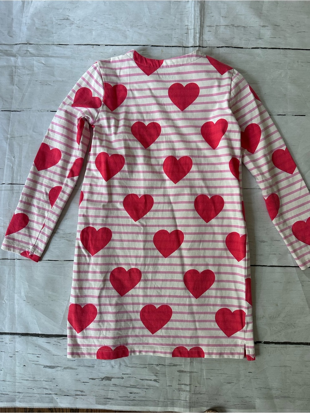 Mini Boden Pink and Red Heart Stripe Long Sleeve Dress size 7-8 Valentine - Picture 8 of 11